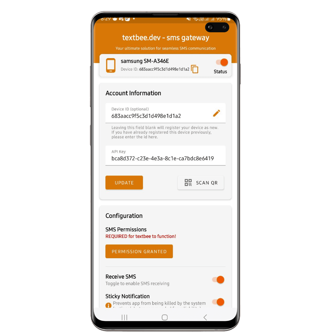 TextBee App Dashboard